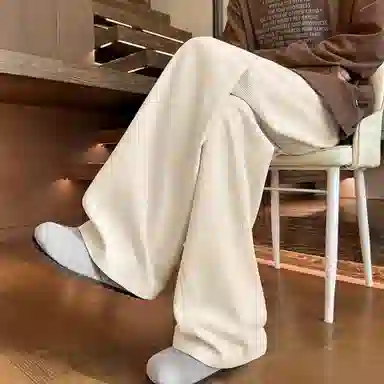 【230斤可穿灯芯绒保暖】布客行 美式复古港风简约纯色基础款宽松直筒美拉德弯刀系带松紧腰显瘦高街垂感百搭长裤阔腿休闲裤 男女同款