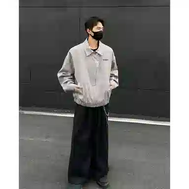 【潮流飞行员教练服】布客行 美式复古高街大码宽松港风可卸胸针轻奢老钱痞帅时尚短款翻领拉链帅气外个性百搭休闲行政夹克外套 男女同款