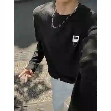 【可外穿打底保暖仿绵羊绒】布客行 美式复古高街轻奢老钱重磅慵懒垂感落肩港风宽松休闲舒适纯色基础百搭可内搭可拆卸胸针卫衣 男女同款