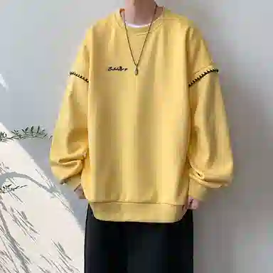 【美式高街学院风复古潮流撞色绣花边】布客行 别针款可拆卸铜标落肩宽松简约通勤运动舒适休闲百搭套头长袖卫衣 男女同款