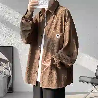 【cleanfit肌理感衬衣】布客行 可拆卸胸针落肩袖口袋春秋潮牌慵懒风高品质上衣纯色外套休闲痞帅少年感时尚百搭大码长袖衬衫 男女同款