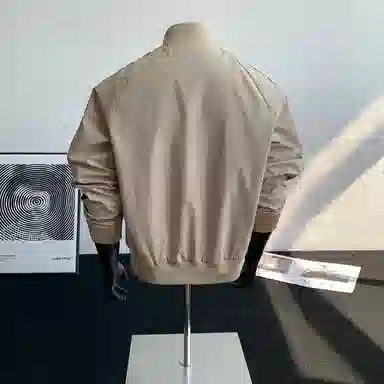 【防泼水外套裤子一套】布客行 三条杆条纹螺纹立领美式复古高街上衣夹克直筒水洗做旧微喇基础款松紧腰抽绳牛仔裤休闲运动套装 男女同款