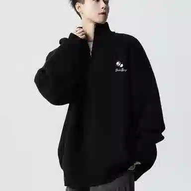 布客行 立领慵懒美式高街纯色打底保暖落肩长袖宽松休闲百搭针织衫 男女同款