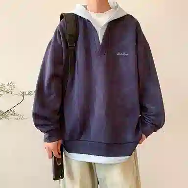 【脏脏扎染设计】布客行 美式高街百搭痞帅嘻哈休闲宽松舒适落肩套头长袖连帽假两件卫衣 男女同款