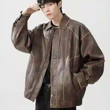 布客行 酷飒不羁狂野硬朗摇滚叛逆霸气有型小众设计扎染水洗质感翻领宽松百搭日常夹克 男女同款