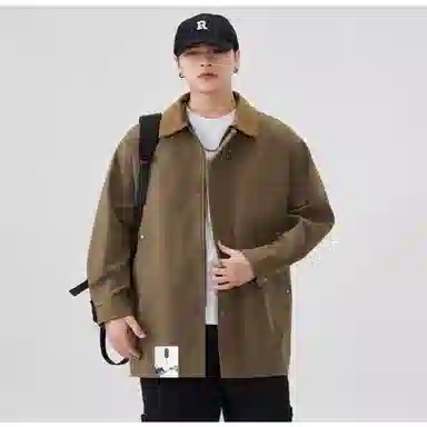布客行 【复古简约高街中长款拉链单排扣外套】纯色基础款宽松休闲百搭防风商务日常通勤高颜值痞帅气质秋冬季男款夹克 男女同款