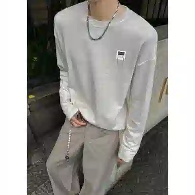 【可外穿打底保暖仿绵羊绒】布客行 美式复古高街轻奢老钱重磅慵懒垂感落肩港风宽松休闲舒适纯色基础百搭可内搭可拆卸胸针卫衣 男女同款