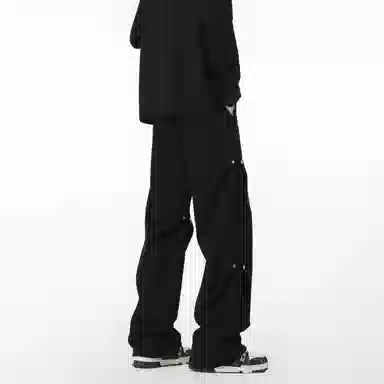 【伞兵褶皱卫裤】布客行 华棉重磅显高显瘦美式复古高街纯色长裤子宽松大码直筒阔腿百搭弹力柔软抽绳松紧腰保暖御寒休闲裤 男女同款