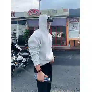 【港风大码重磅华棉外套牛仔裤一套】布客行 纯色宽松连帽长袖简约百搭亲肤舒适外穿抽绳水洗做旧复古感阔腿休闲长裤卫衣套装 男女同款