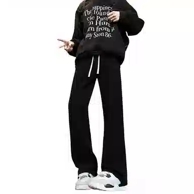 【巴黎柳叶弯刀裤】布客行 美式复古水洗直筒基础款高街舒适亲肤透气休闲百搭微喇纯色长裤显高显瘦显腿长弹力抽绳松紧腰牛仔裤 男女同款