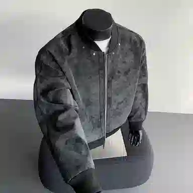 【绒感雾花皮外套裤子一套】布客行 扎染色棒球领打钉美式复古高街夹克直筒水洗做旧微喇基础款松紧腰抽绳牛仔裤休闲运动套装 男女同款