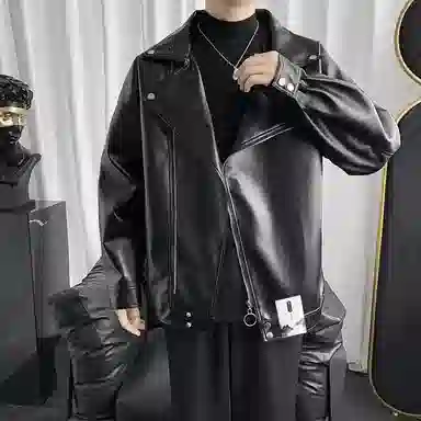 【个性痞帅机车斜拉链外套】布客行 狂野不羁顺滑细腻材质挺括有筋骨宽松潮牌百搭休闲美拉德色系复古做旧风格夹克 男女同款