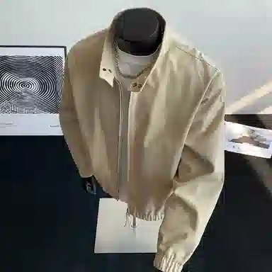 【水洗外套裤子一套】布客行 翻领设计防风扣美式复古高街落肩上衣夹克直筒做旧微喇基础款松紧腰抽绳牛仔裤休闲运动套装 男女同款
