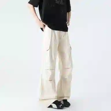 【纯棉小个子显高显瘦】布客行 扎染多口袋工装纯色户外休闲长裤子学院宽松大码直筒阔腿美式复古高街百搭弹力柔软显腿长牛仔裤 男女同款