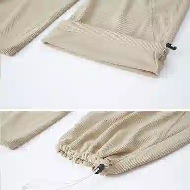 【两穿灯芯绒松紧腰带】布客行 大码可穿不规则明线褶皱拼接设计垂感抗皱免熨烫显高瘦显腿长美式高街弯刀微喇保暖长裤子休闲裤 男女同款