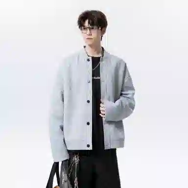 【纯色棒球领开衫牛仔裤一套】布客行 美式长袖开襟外套法式慵懒风百搭舒适学院风抽绳水洗复古做旧简约高街休闲卫衣套装 男女同款