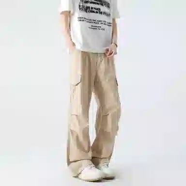 【纯棉小个子显高显瘦】布客行 扎染多口袋工装纯色户外休闲长裤子学院宽松大码直筒阔腿美式复古高街百搭弹力柔软显腿长牛仔裤 男女同款