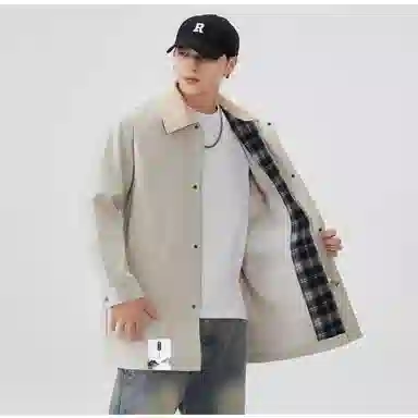 布客行 【复古简约高街中长款拉链单排扣外套】纯色基础款宽松休闲百搭防风商务日常通勤高颜值痞帅气质秋冬季男款夹克 男女同款