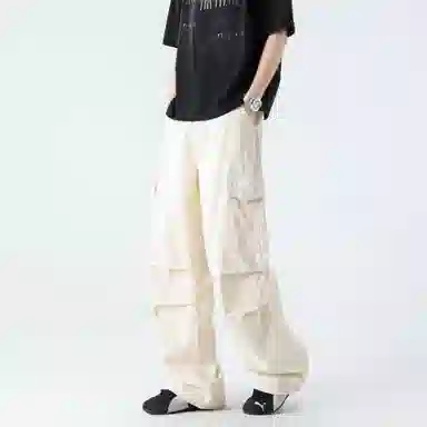 【纯棉小个子显高显瘦】布客行 扎染多口袋工装纯色户外休闲长裤子学院宽松大码直筒阔腿美式复古高街百搭弹力柔软显腿长牛仔裤 男女同款