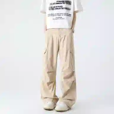 【纯棉小个子显高显瘦】布客行 扎染多口袋工装纯色户外休闲长裤子学院宽松大码直筒阔腿美式复古高街百搭弹力柔软显腿长牛仔裤 男女同款