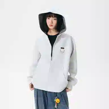 【回潮格纹】布客行 复古港风美式高街可拆卸胸针设计学院连帽落肩口袋拉链青少年开衫宽松休闲舒适百搭华棉长袖外套卫衣 男女同款