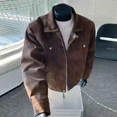 【绒感雾花皮外套裤子一套】布客行 机车风高街扎染色美式复古上衣夹克直筒水洗做旧微喇基础款松紧腰抽绳牛仔裤休闲运动套装 男女同款