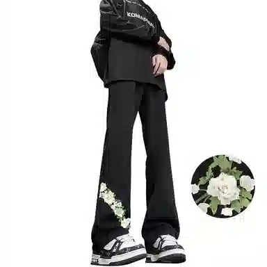【万针刺绣3D立体浮雕】布客行 美式重工复古水洗基础款直筒高街舒适亲肤透气休闲百搭微喇纯色长裤显高显瘦显腿长弹力牛仔裤 男女同款