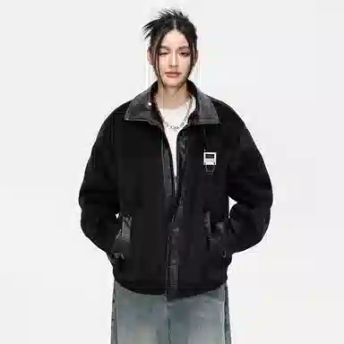 【派克服双面穿】布客行 狼纹绒感座山雕蟒纹拼皮仿水貂兔绒哈灵顿轻奢老钱高级硬挺重工美式复古高街机能美拉德防寒保暖棉服 男女同款