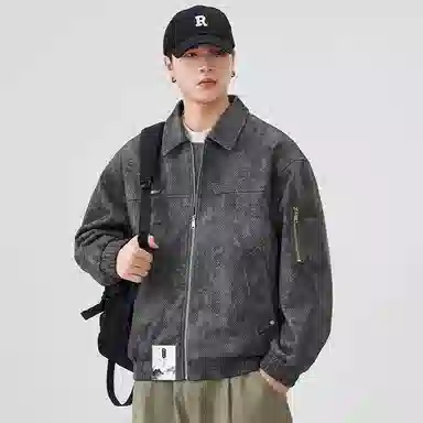 布客行 【美式复古高街痞帅城市机能风大码】纯色简约宽松休闲百搭工装翻领落肩竖袋机车服防风耐磨末日废土感夹克 男女同款