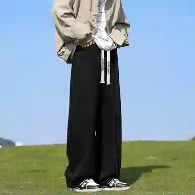 【美式弯刀直筒】布客行 纯色双侧不对称接设计基础款港风潮牌高街宽松大码舒适显高修饰腿型小众百搭通勤长裤子牛仔裤 男女同款