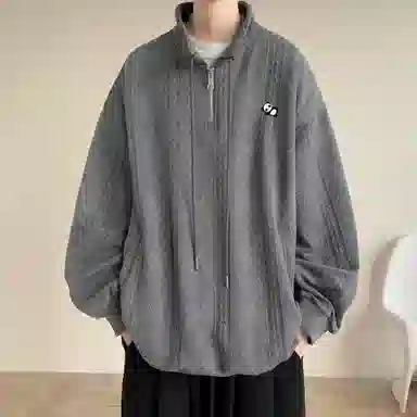 布客行 半高领肌理感美式复古高街可卸胸针落肩袖半拉链高级设计感宽松套头休闲舒适百搭雅痞亲肤长袖卫衣 男女同款