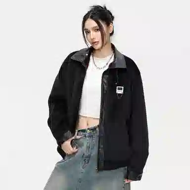 【派克服双面穿】布客行 狼纹绒感座山雕蟒纹拼皮仿水貂兔绒哈灵顿轻奢老钱高级硬挺重工美式复古高街机能美拉德防寒保暖棉服 男女同款