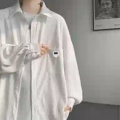 【cleanfit肌理感衬衣】布客行 可拆卸胸针落肩袖口袋春秋潮牌慵懒风高品质上衣纯色外套休闲痞帅少年感时尚百搭大码长袖衬衫 男女同款