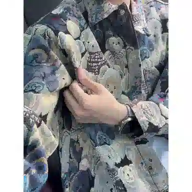 【小熊万针刺绣】布客行 美式复古轻奢高级潮牌高街提花宽松大码休闲舒适时尚百搭运动重磅青少年痞帅翻领开衫华棉长袖外套夹克 男女同款