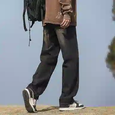 【显高显瘦弯刀裤】布客行 美式高街复古水洗渐变基础款简约宽松舒适柔软薄款百搭休闲垂感直筒牛仔裤 男女同款