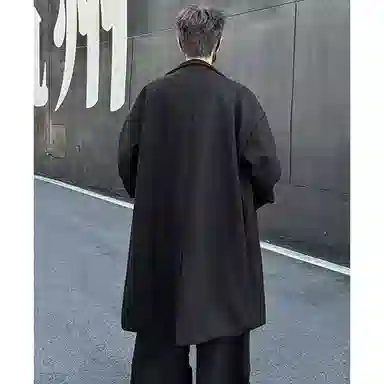 布客行 小个子可穿韩系基础长款过膝宽松舒适大口袋西装领保暖英伦风毛呢子外套高级感风衣休闲百搭落肩翻领长袖慵懒老钱风大衣 男女同款