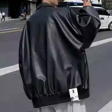 【机车机能风纯色防水仿皮外套】布客行 痞帅酷飒不羁狂野硬朗摇滚叛逆霸气有型气场级感慵懒宽松重磅舒适通勤个性夹克 男女同款