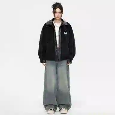 【派克服双面穿】布客行 狼纹绒感座山雕蟒纹拼皮仿水貂兔绒哈灵顿轻奢老钱高级硬挺重工美式复古高街机能美拉德防寒保暖棉服 男女同款