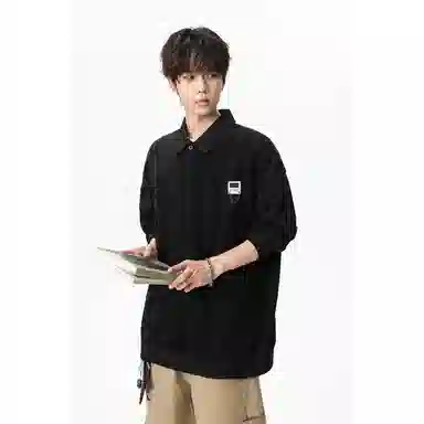 【明线撞色条纹早秋长袖】布客行 可拆卸别针美式复古高街轻奢老钱港风重磅慵懒垂感翻领落肩拼接宽松休闲舒适内搭外穿华棉卫衣 男女同款