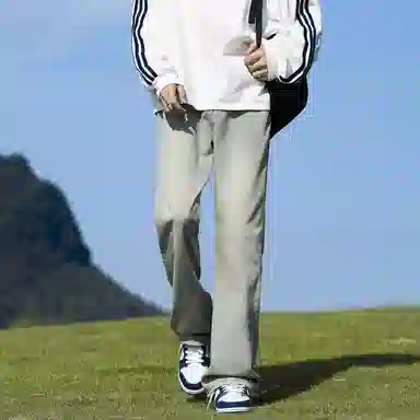 【显高显瘦显腿长微喇】布客行 美式直筒基础款纯色水洗做旧复古感四季可穿长裤子宽松大码舒适亲肤港风百搭牛仔裤 男女同款