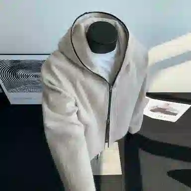 【粗纺仿羊绒外套裤子一套】布客行 连帽高街绒感保暖美式复古上衣夹克直筒水洗做旧微喇基础款松紧腰抽绳牛仔裤休闲运动套装 男女同款