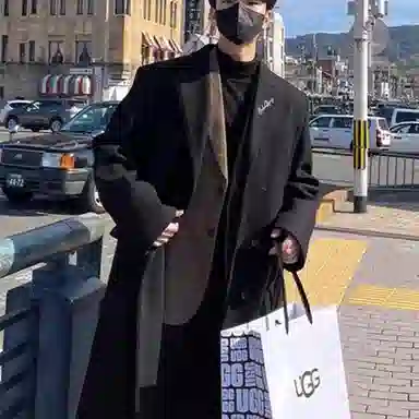 布客行 小个子可穿韩系基础长款过膝慵懒老钱风宽松舒适大口袋西装领保暖英伦风毛呢子外套高级感风衣落肩翻领长袖休闲百搭大衣 男女同款