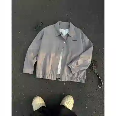 【潮流飞行员教练服】布客行 美式复古高街大码宽松港风可卸胸针轻奢老钱痞帅时尚短款翻领拉链帅气外个性百搭休闲行政夹克外套 男女同款