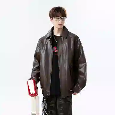 【复古美式PU皮衣】布客行 飞行员教练服美拉德港风机能高街休闲轻奢老钱风高级痞帅翻领落肩袖韩版工装百搭防风防泼水夹克 男女同款