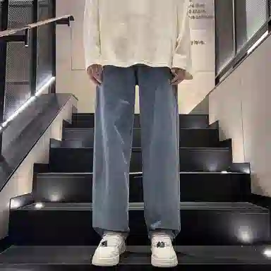 【小个子显高显瘦】布客行 美式复古基础款直筒长裤子水洗做旧小众百搭款港风高街通勤款学院风牛仔裤 男女同款