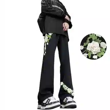 【万针刺绣3D立体浮雕】布客行  重工美式复古水洗基础款直筒高街舒适亲肤透气休闲百搭微喇纯色长裤显高显瘦显腿长弹力牛仔裤 男女同款