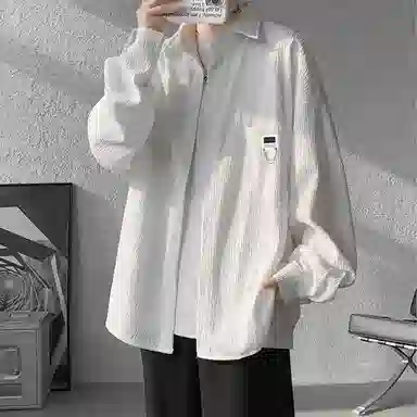 【cleanfit肌理感衬衣】布客行 可拆卸胸针落肩袖口袋春秋潮牌慵懒风高品质上衣纯色外套休闲痞帅少年感时尚百搭大码长袖衬衫 男女同款