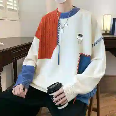 布客行  美式复古慵懒风高级感软糯舒适加绒加厚保暖圆领外穿宽松休闲学院风少年感百搭潮流弹力针织衫 男女同款