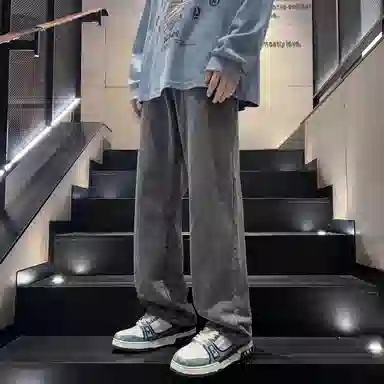 【小个子显高显瘦】布客行 美式复古基础款直筒长裤子水洗做旧小众百搭款港风高街通勤款学院风牛仔裤 男女同款