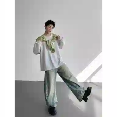 布客行 美式高街复古港风回潮轻奢老钱风可拆卸胸针领落肩袖潮牌长袖休闲舒适百搭学院风亲肤卫衣 男女同款